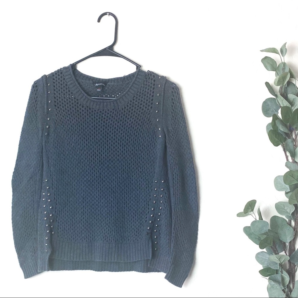 Rock & Republic Open Knit Sweater Gray Size XS